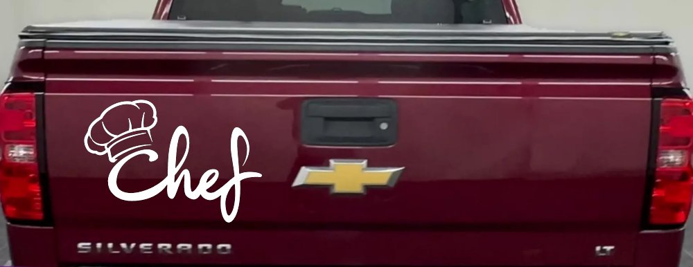 Chef with Hat Business Car or Truck Window Decal Sticker (White)