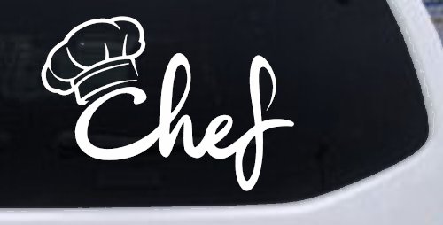 Chef with Hat Business Car or Truck Window Decal Sticker (White)