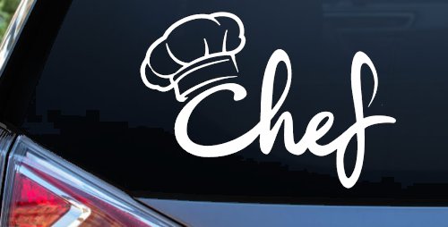 Chef with Hat Business Car or Truck Window Decal Sticker (White)