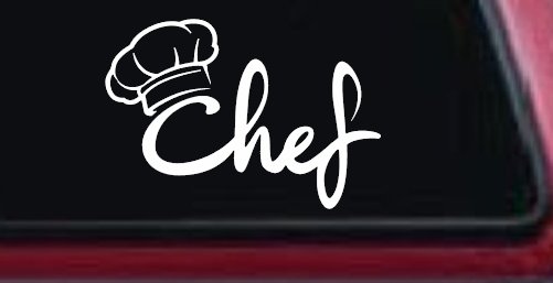 Chef with Hat Business Car or Truck Window Decal Sticker (White)
