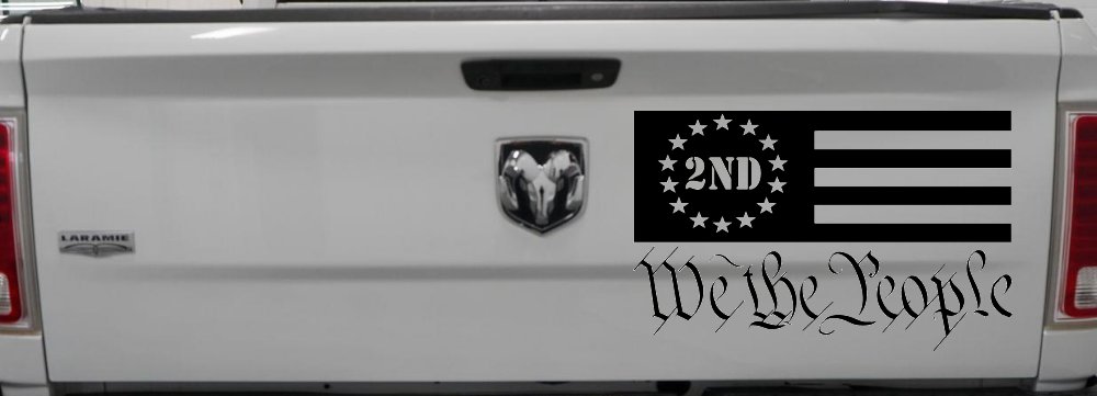 American Flag 2nd Amendment We The People Patriotic Car or Truck Window Vinyl Decal Sticker (Black)