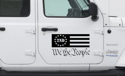 American Flag 2nd Amendment We The People Patriotic Car or Truck Window Decal Sticker (Black)