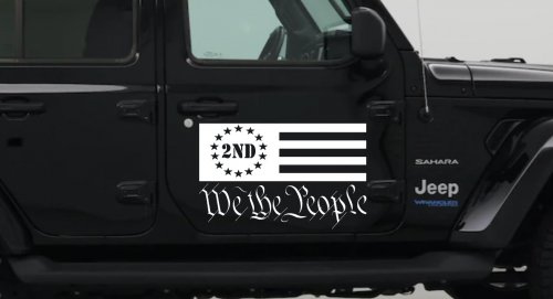American Flag 2nd Amendment We The People Patriotic Car or Truck Window Decal Sticker (White)