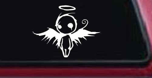Fallen Angel Gothic Halloween Car or Truck Window Decal Sticker (White)