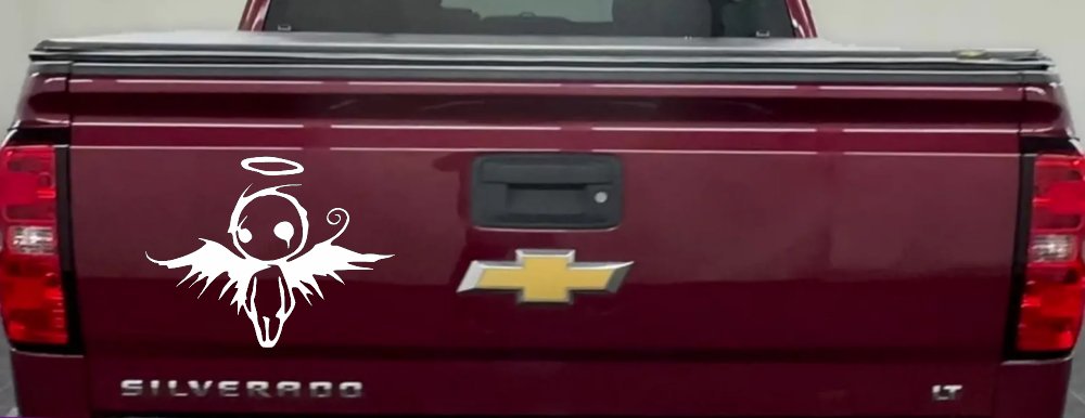 Fallen Angel Gothic Halloween Car or Truck Window Decal Sticker (White)