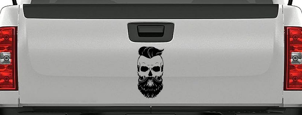 Beard Skull Car or Truck Window Decal Sticker (Black)