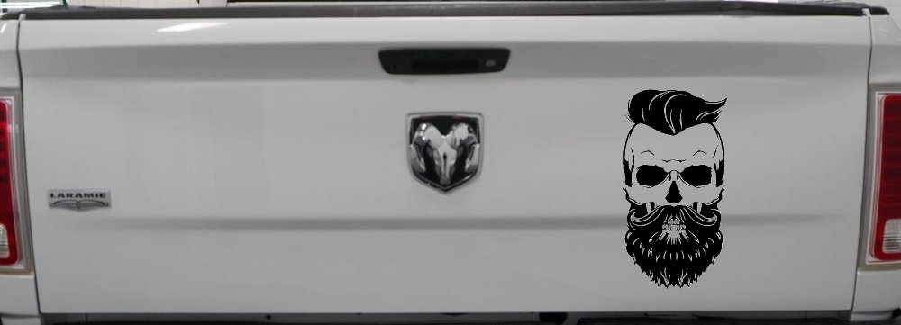 Beard Skull Car or Truck Window Vinyl Decal Sticker (Black)