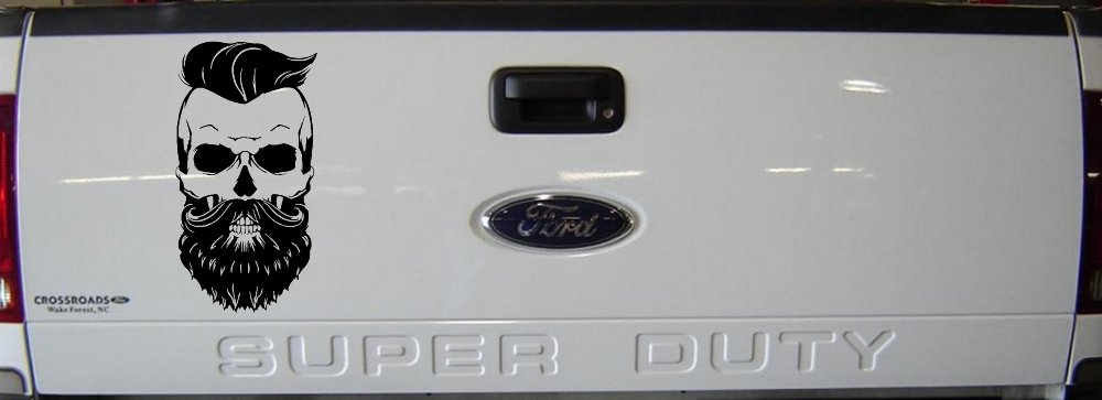 Beard Skull Car or Truck Window Vinyl Decal Sticker (Black)