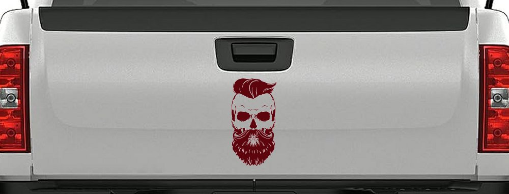 Beard Skull Car or Truck Window Decal Sticker (Purple Red)