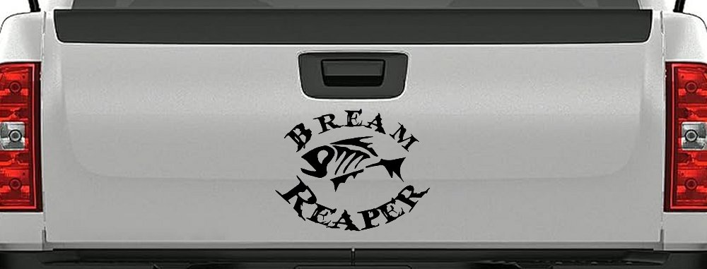 Bream Reaper Oval Bone Bream Funny Fishing Car or Truck Window Decal Sticker (Black)
