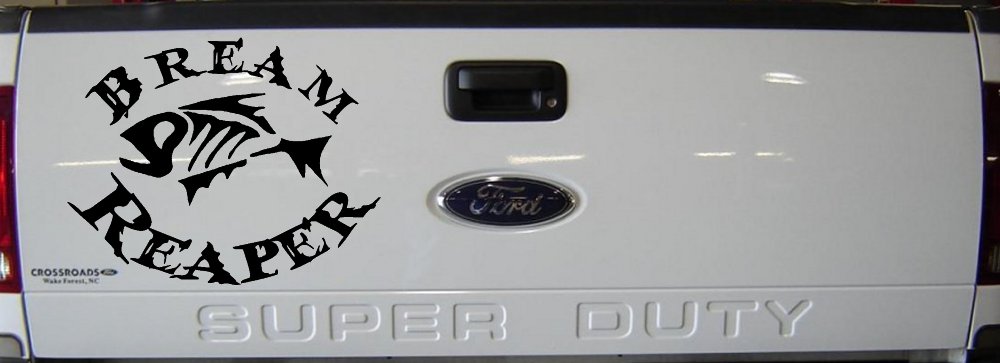 Bream Reaper Oval Bone Bream Funny Fishing Car or Truck Window Decal Sticker (Black)