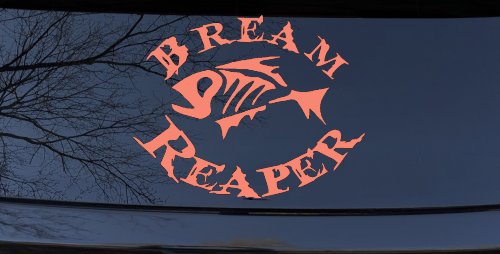 Bream Reaper Oval Bone Bream Funny Fishing Car or Truck Window Decal Sticker (Coral)