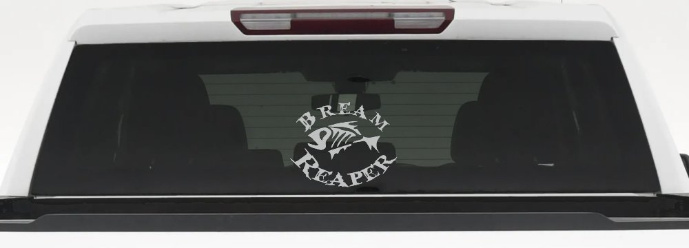 Bream Reaper Oval Bone Bream Funny Fishing Car or Truck Window Decal Sticker (Light Gray)