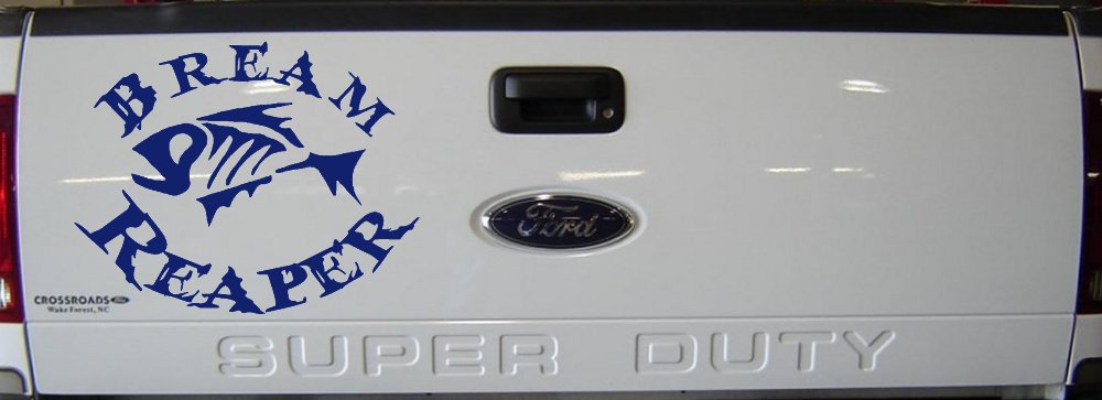 Bream Reaper Oval Bone Bream Funny Fishing Car or Truck Window Decal Sticker (Navy)