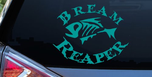 Bream Reaper Oval Bone Bream Funny Fishing Car or Truck Window Decal Sticker (Turquoise)