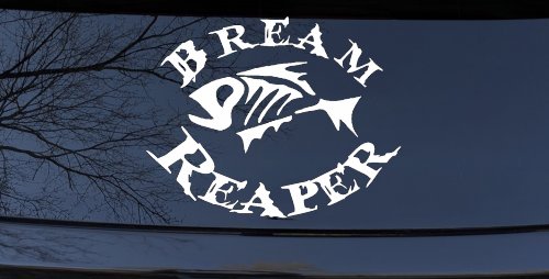 Bream Reaper Oval Bone Bream Funny Fishing Car or Truck Window Decal Sticker (White)