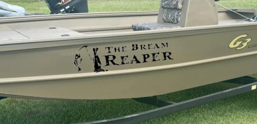 The Bream Reaper Bone Bream Grim Reaper Funny Fishing Car or Truck Window Decal Sticker (Black)