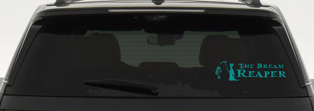 The Bream Reaper Bone Bream Grim Reaper Funny Fishing Car or Truck Window Decal Sticker (Turquoise)
