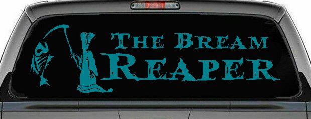 The Bream Reaper Bone Bream Grim Reaper Funny Fishing Car or Truck Window Vinyl Decal Sticker (Turquoise Blue)