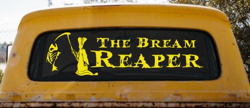 The Bream Reaper Bone Bream Grim Reaper Funny Fishing Car or Truck Window Decal Sticker (Yellow)