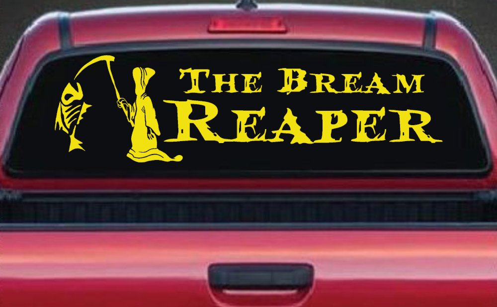 The Bream Reaper Bone Bream Grim Reaper Funny Fishing Car or Truck Window Decal Sticker
