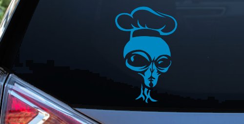 Alien Chef Sci Fi Car or Truck Window Decal Sticker (Blue)