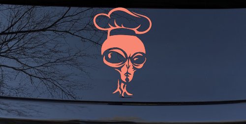 Alien Chef Sci Fi Car or Truck Window Vinyl Decal Sticker (Coral)