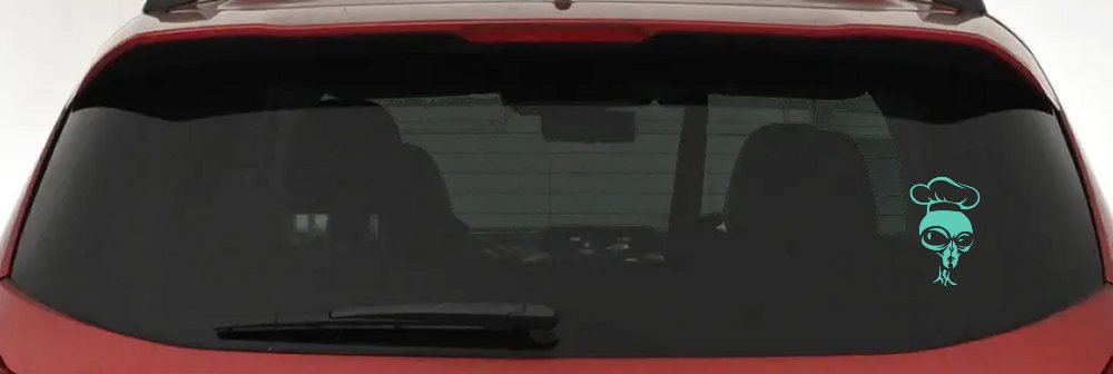 Alien Chef Sci Fi Car or Truck Window Decal Sticker (Mint)