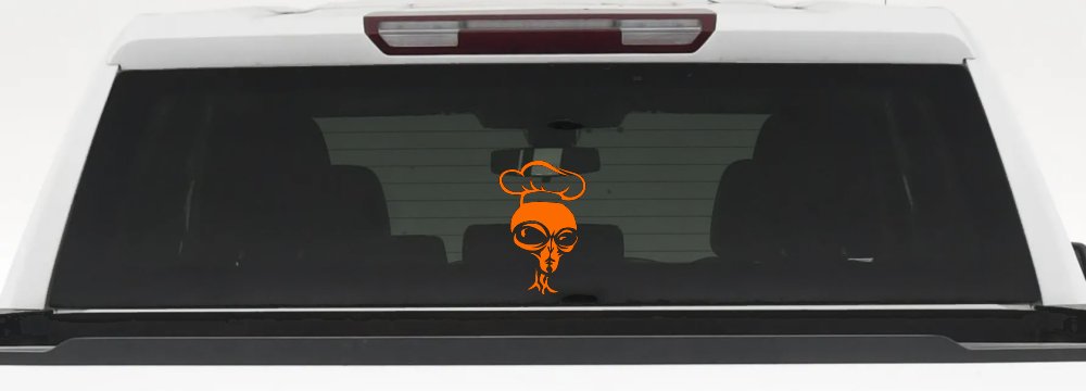 Alien Chef Sci Fi Car or Truck Window Decal Sticker (Orange)