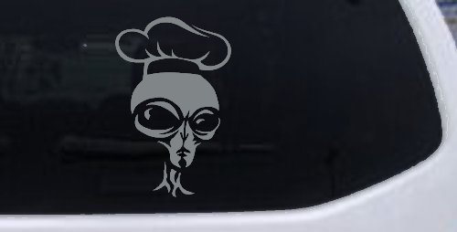 Alien Chef Sci Fi Car or Truck Window Decal Sticker (Telegrey)
