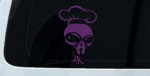 Alien Chef Sci Fi Car or Truck Window Decal Sticker (Violet)