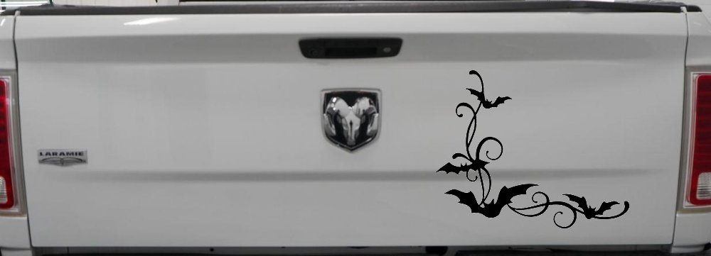 Bats Corner Swirl Car or Truck Window Decal Sticker (Black)