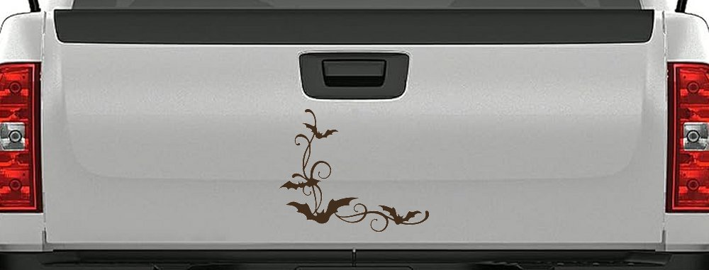 Bats Corner Swirl Car or Truck Window Decal Sticker (Brown)