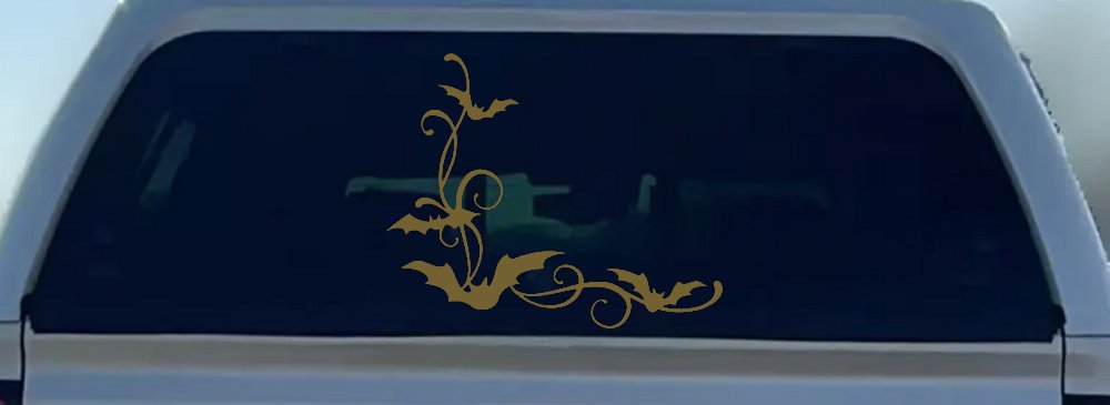 Bats Corner Swirl Car or Truck Window Decal Sticker (Gold)