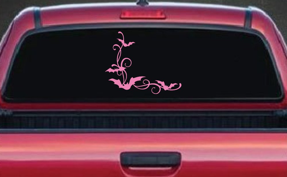 Bats Corner Swirl Car or Truck Window Decal Sticker (Pink)