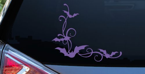 Bats Corner Swirl Car or Truck Window Vinyl Decal Sticker (Purple)
