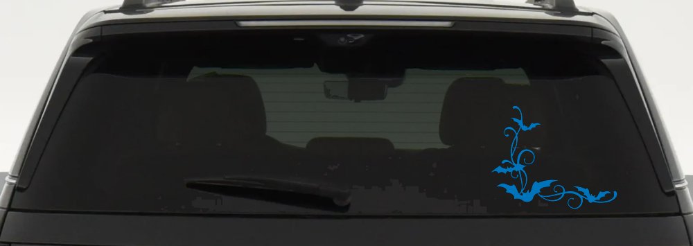 Bats Corner Swirl Car or Truck Window Vinyl Decal Sticker (Sky Blue)