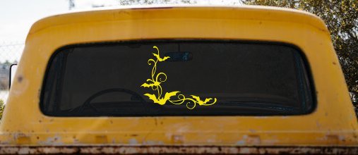 Bats Corner Swirl Car or Truck Window Decal Sticker (Yellow)
