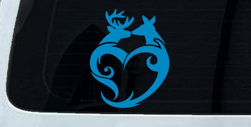 Buck and Doe Deer In Heart Kissing Hunting Car or Truck Window Decal Sticker
