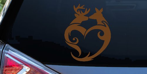 Buck and Doe Deer In Heart Kissing Hunting Car or Truck Window Decal Sticker