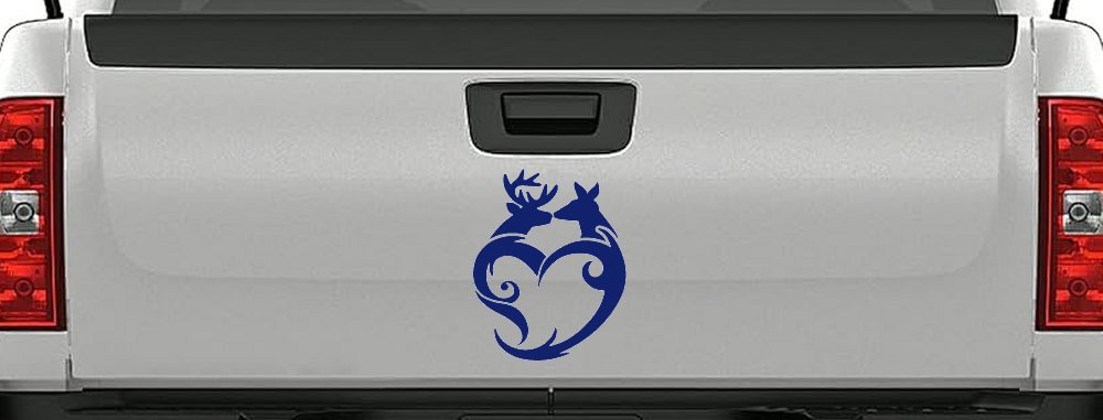 Buck and Doe Deer In Heart Kissing Hunting Car or Truck Window Decal Sticker