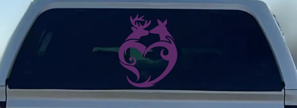 Buck and Doe Deer In Heart Kissing Hunting Car or Truck Window Decal Sticker