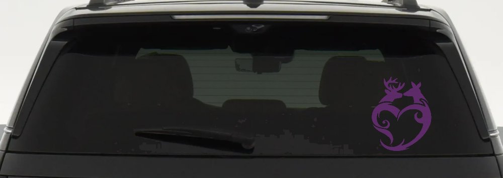 Buck and Doe Deer In Heart Kissing Hunting Car or Truck Window Decal Sticker