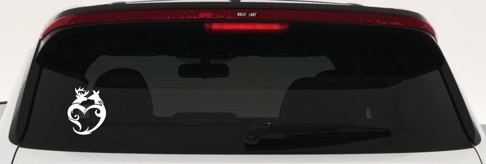 Buck and Doe Deer In Heart Kissing Hunting Car or Truck Window Decal Sticker