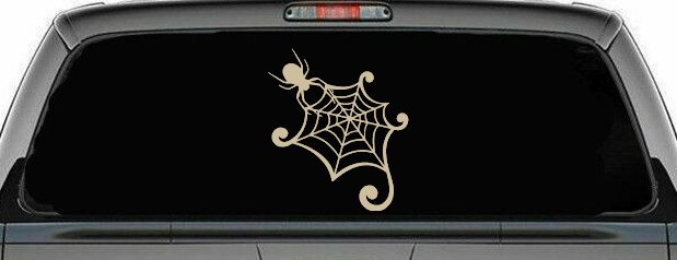 Spider in Web Car or Truck Window Decal Sticker (Desert Sand)