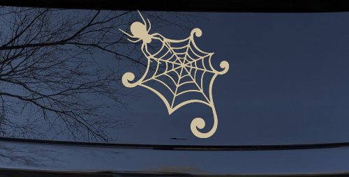 Spider in Web Car or Truck Window Decal Sticker (Desert Sand)