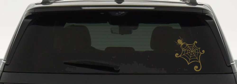 Spider in Web Car or Truck Window Decal Sticker (Gold)