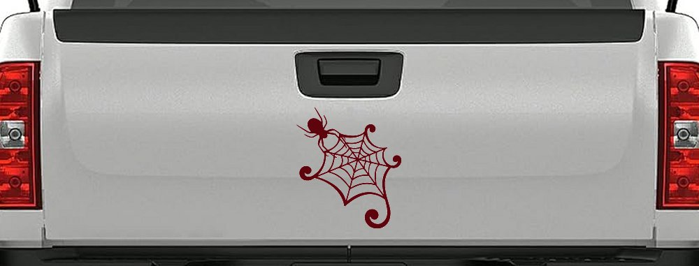Spider in Web Car or Truck Window Vinyl Decal Sticker (Purple Red)