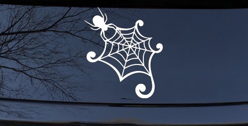 Spider in Web Car or Truck Window Vinyl Decal Sticker (White)