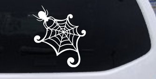 Spider in Web Car or Truck Window Decal Sticker (White)